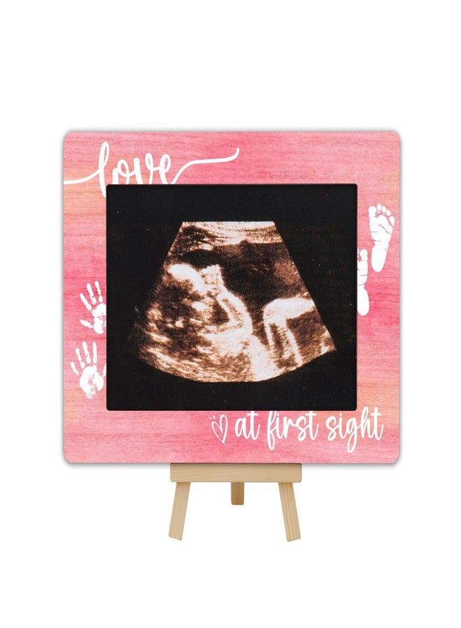 OXRUN New Mom Gifts, 4x6 Pregnancy Baby Ultrasound Picture Frame, Love at First Heartbeat Wooden Photo Frame with Easel, Nursery Decor - A04 - Image 1